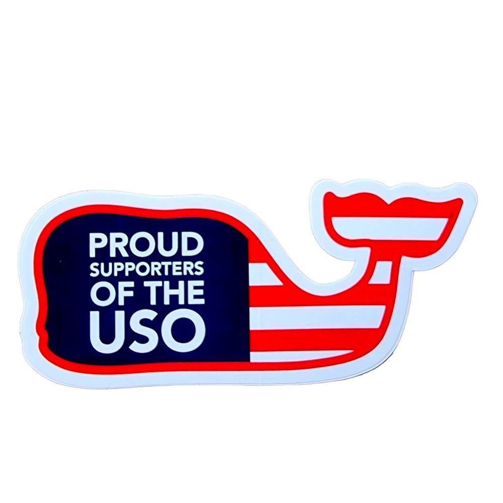 🆕 NWT “USO Supporter” Vineyard Vines Red, White, and Blue Whale Logo Sticker